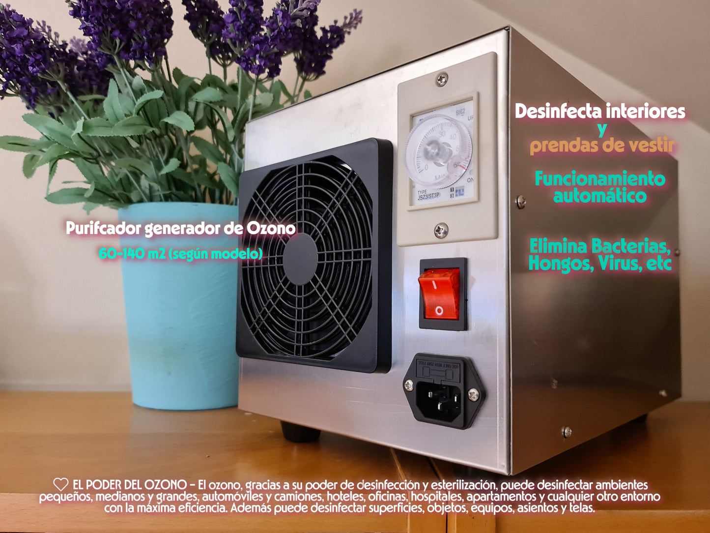 IMD - Máquina de Ozono Portátil | Máquina Profesional Purificadora de Aire e Indicada para la Desinfección | Generadora de Ozono 5.000 mg/h para la Desinfección de Hasta 60 m2