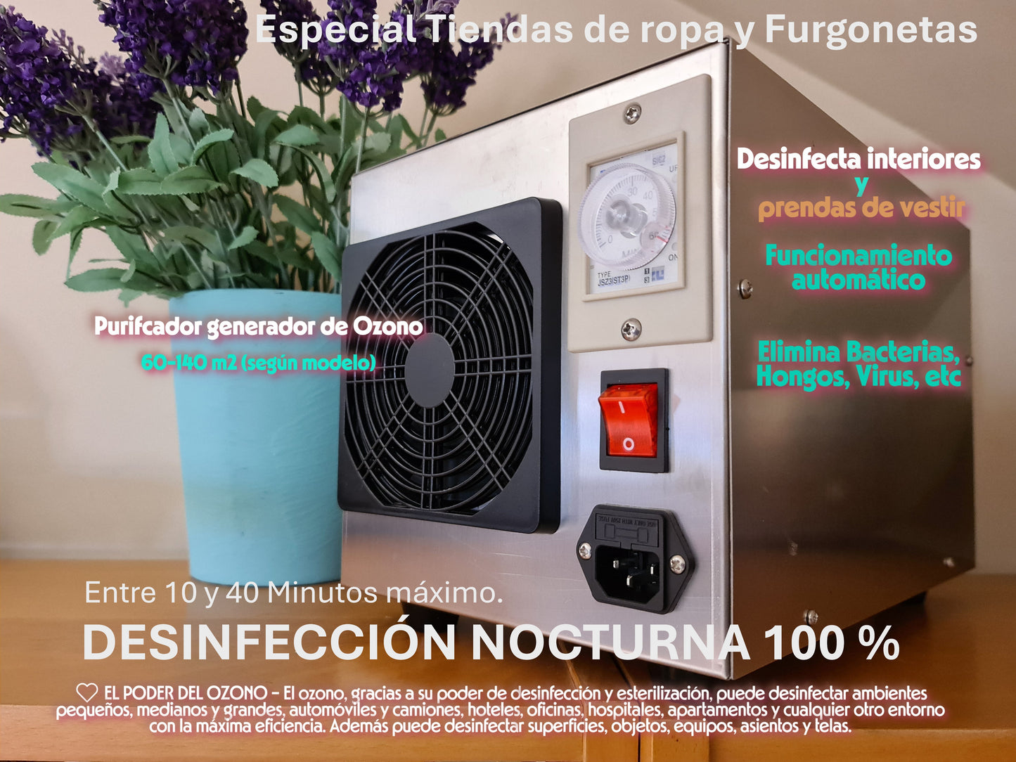 IMD - Máquina de Ozono Portátil | Máquina Profesional Purificadora de Aire e Indicada para la Desinfección | Generadora de Ozono 10.000 mg/h para la Desinfección de hasta 140 m2