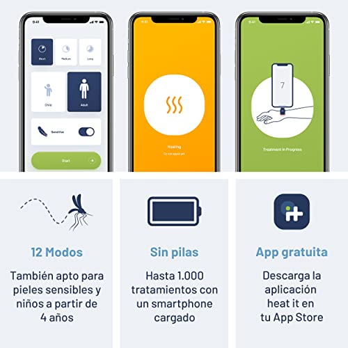 HEAT IT Iphone - Dispositivo para picaduras de insectos con tu smartphone - Alivio sin químicos del picor y dolor con calor concentrado - Apple iPhone (lightning 6s-14.)