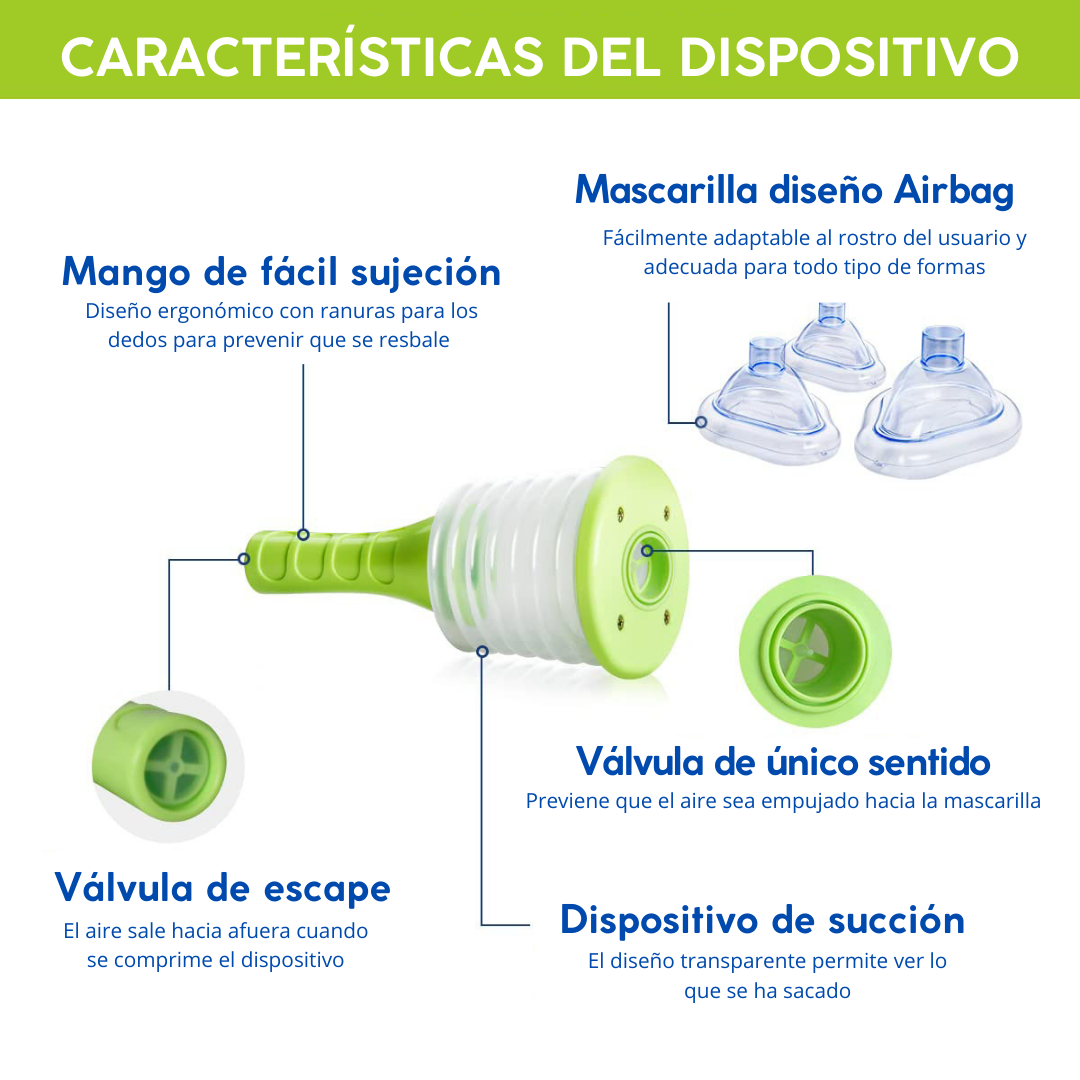 ACD FlashVac Home - Dispositivo Anti-Atragantamiento Portátil de Rescate por Asfixia | Primeros auxilios para Bebé, Niño y Adulto.