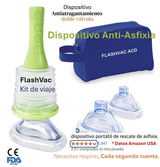 ACD FlashVac Kit de viaje - Dispositivo Anti-Atragantamiento Portátil de Rescate por Asfixia | Primeros auxilios para Bebé, Niño y Adulto.
