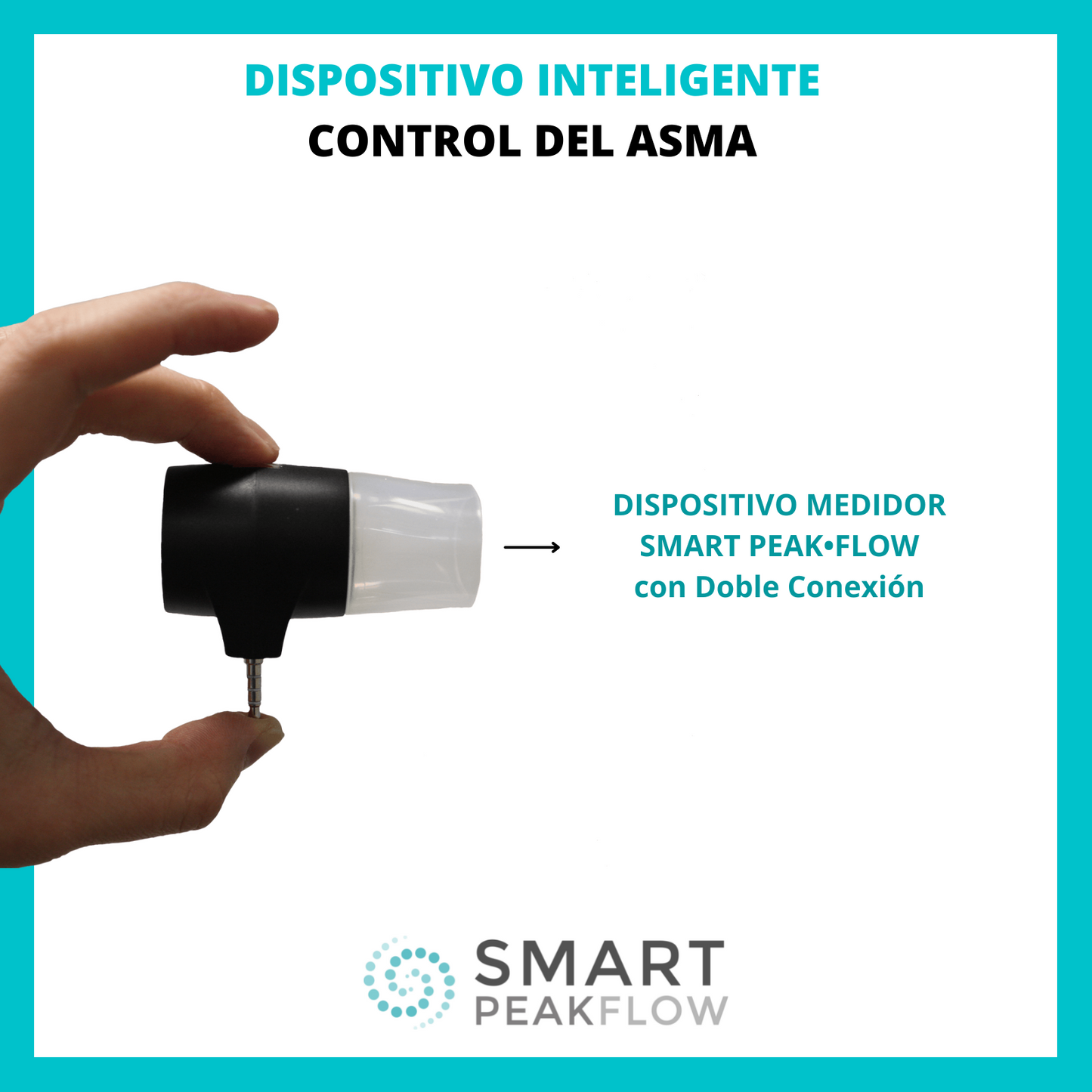 SMART PEAK FLOW - Medidor de flujo máximo inteligente con Bluetooth y boquilla reutilizable - dispositivo médico CE, no necesita baterías