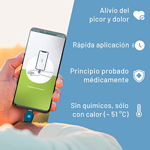 Android y Iphone HEAT IT - Dispositivo para picaduras de insectos con tu smartphone - Alivio sin químicos del picor y dolor con calor concentrado - para Android (USB-C) y Apple iPhone.